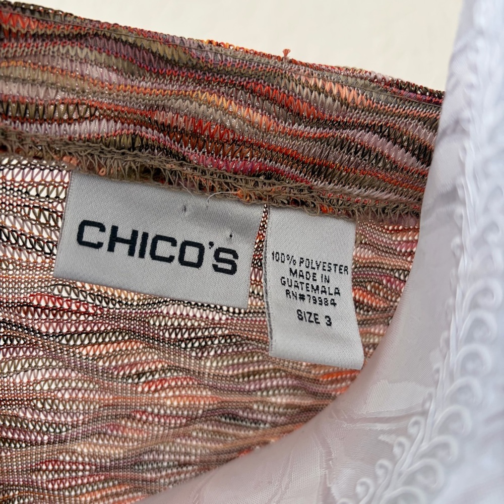 Chico’s Multicolor Zigzag Space Dye Tie Front Cardigan‎ Size 3 XL - Picture 7 of 7